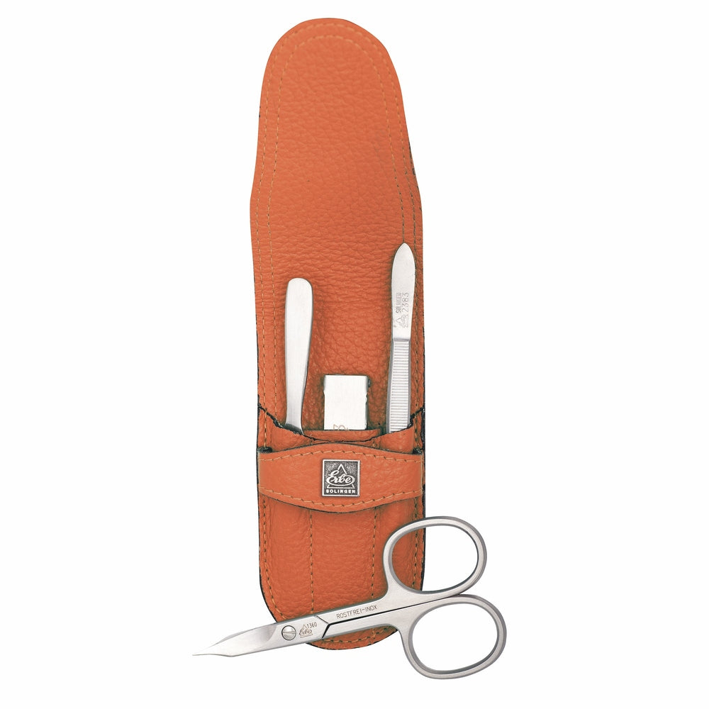 Erbe Maniküre Stecketui inox Orange mit Nagelschere und Knipser