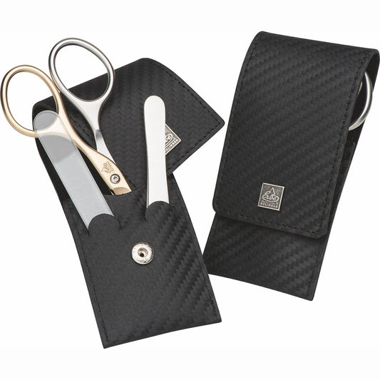 Erbe Maniküre Taschenetui inox Carbon Lady – Farbe Schwarz