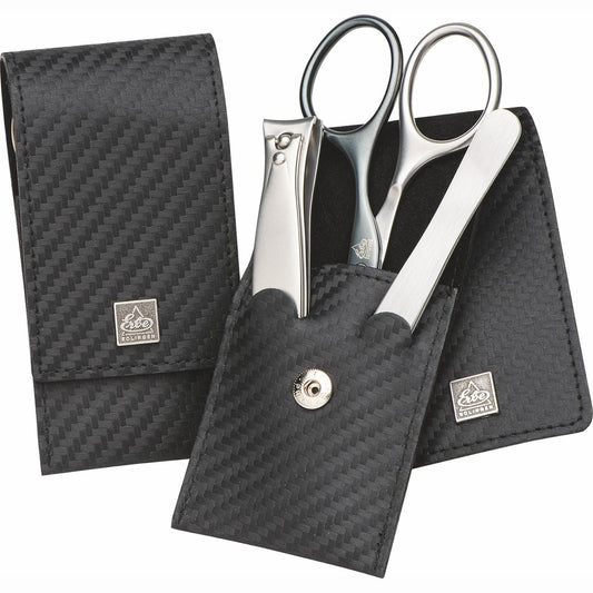 Erbe Maniküre Taschenetui inox Carbon Man – Farbe Schwarz