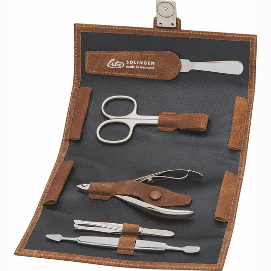 Erbe Maniküre Wickeletui inox Cognac – Farbe Braun