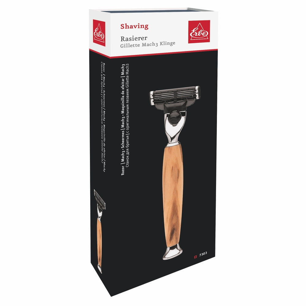 Erbe Milano Rasierer Gillette Mach3 Olivenholz