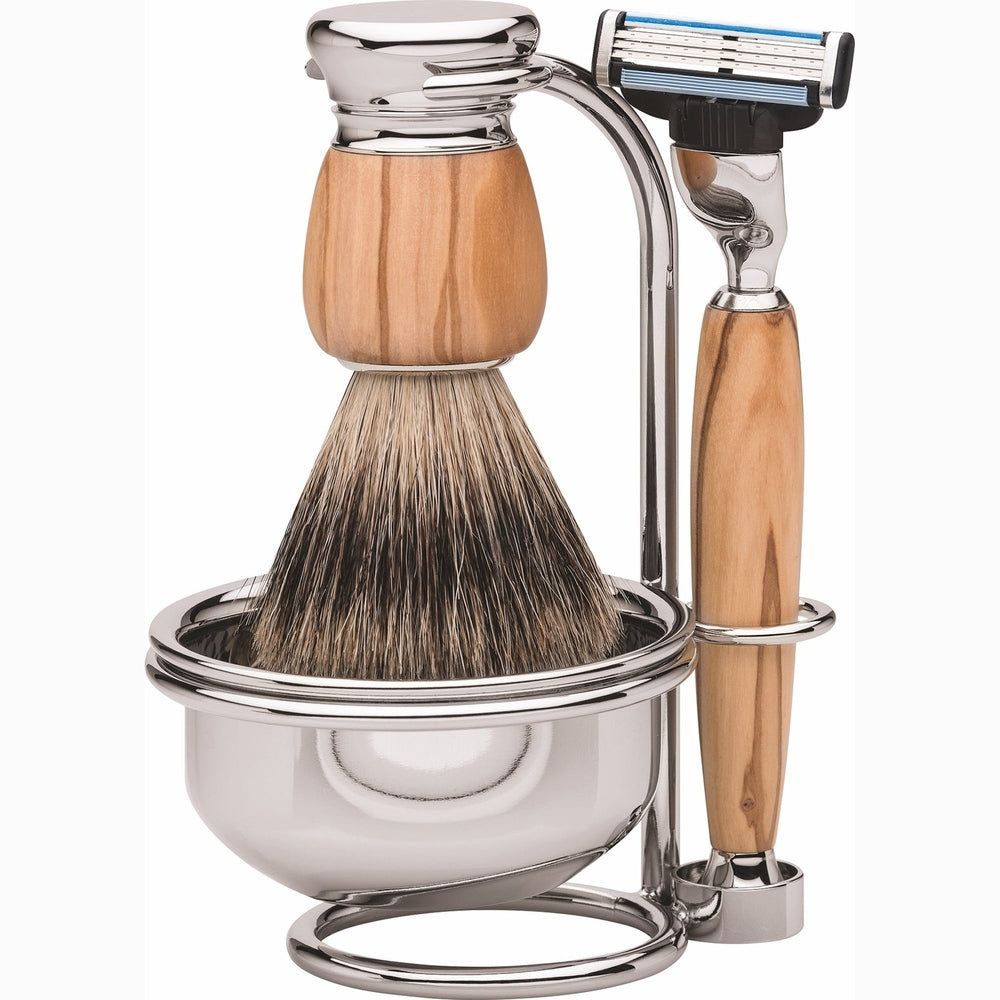 Erbe Milano Rasierset Gillette Mach3 Olivenholz 4-teilig