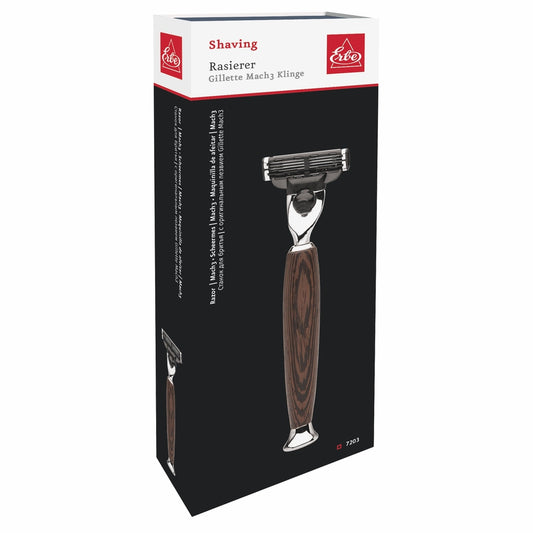 Erbe Rasierer Gillette MACH3 Milano Wengeholz – Farbe Braun, Silber, Ansicht 2