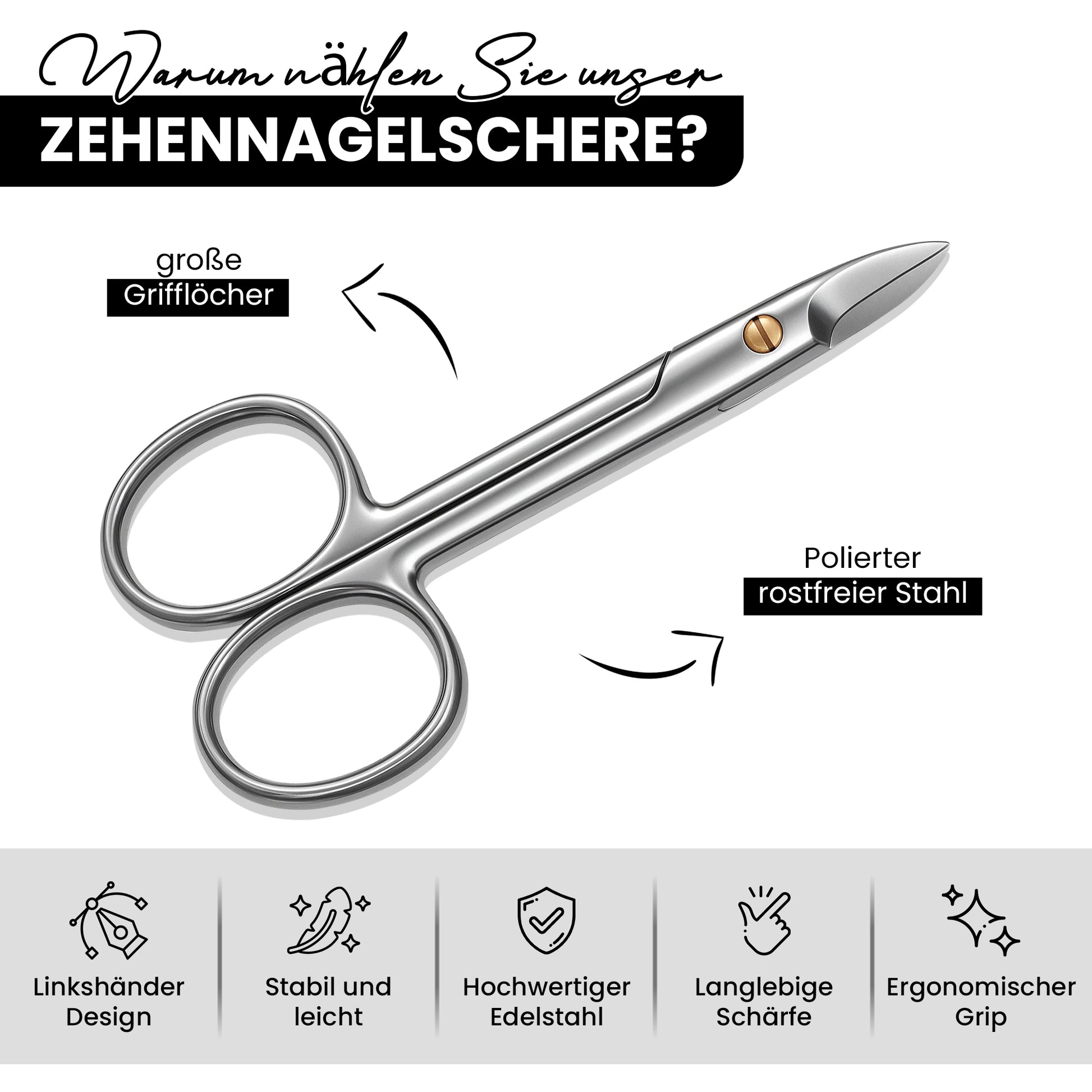 Fußnagelschere - extra langen Griffen - maximale Übertragung