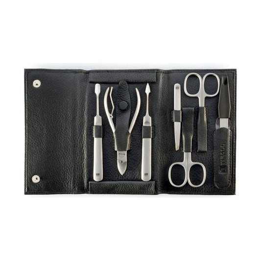 Tifall® Nagelpflegeset im Maniküre-Etui aus feinstem Rindsleder, 7-teilig