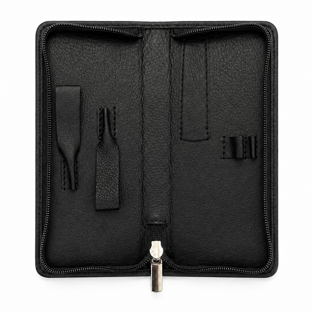 Maniküre Etui 4-tlg. Rindleder schwarz