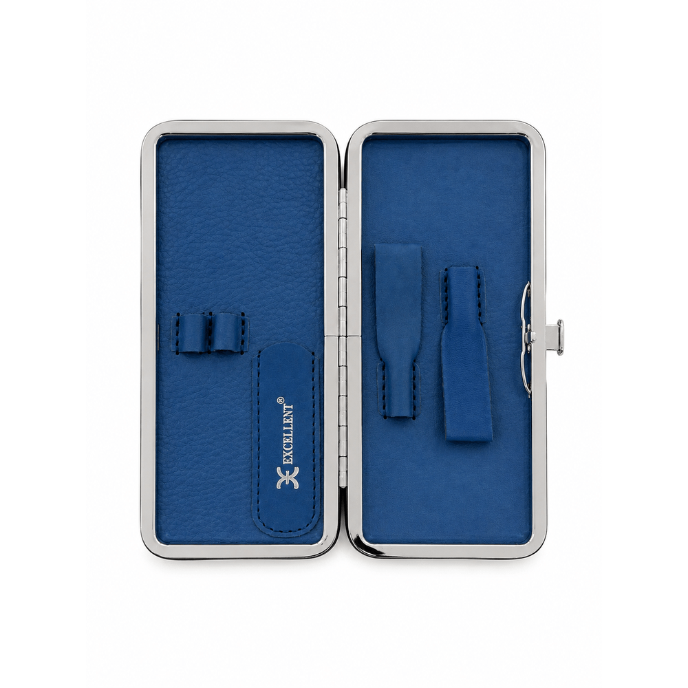 Maniküre Etui 5-tlg. aus blauen Naturleder