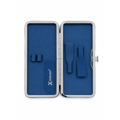 Maniküre Etui 5-tlg. aus blauen Naturleder