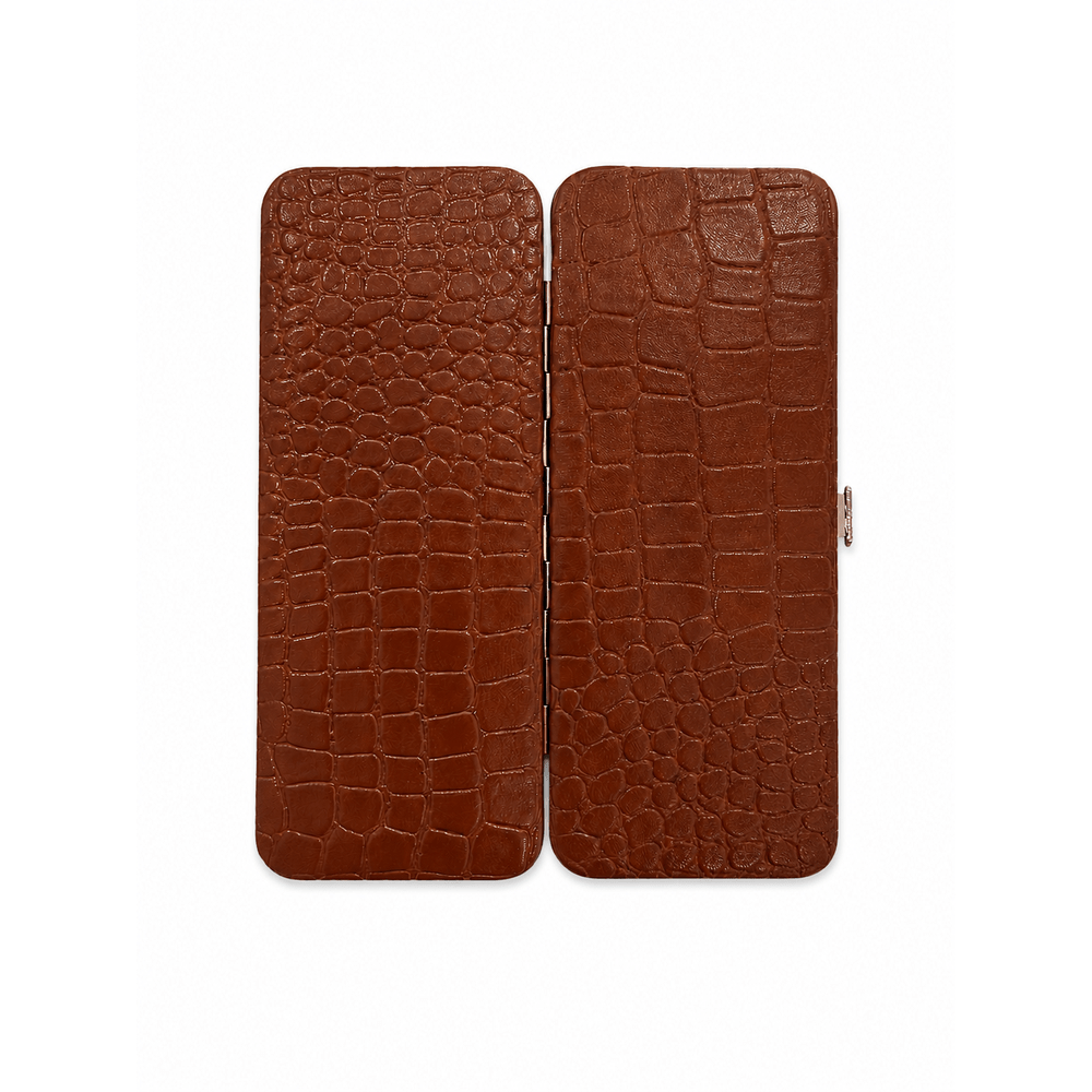Maniküre Rahmenetui Kroko-Optik braun