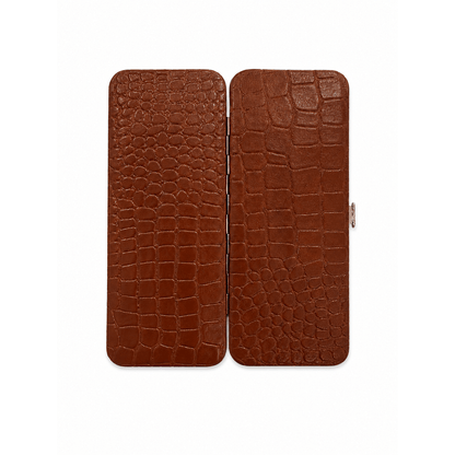 Maniküre Rahmenetui Kroko-Optik braun