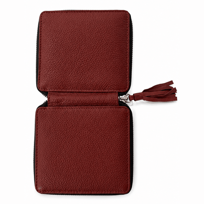 Maniküre Reißverschluss-Etui Rindleder rot