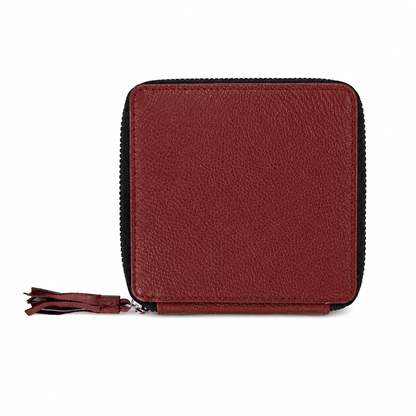 Maniküre Reißverschluss-Etui Rindleder rot