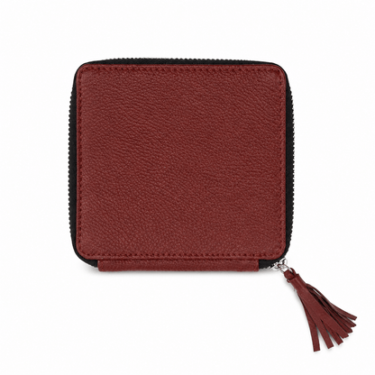 Maniküre Reißverschluss-Etui Rindleder rot