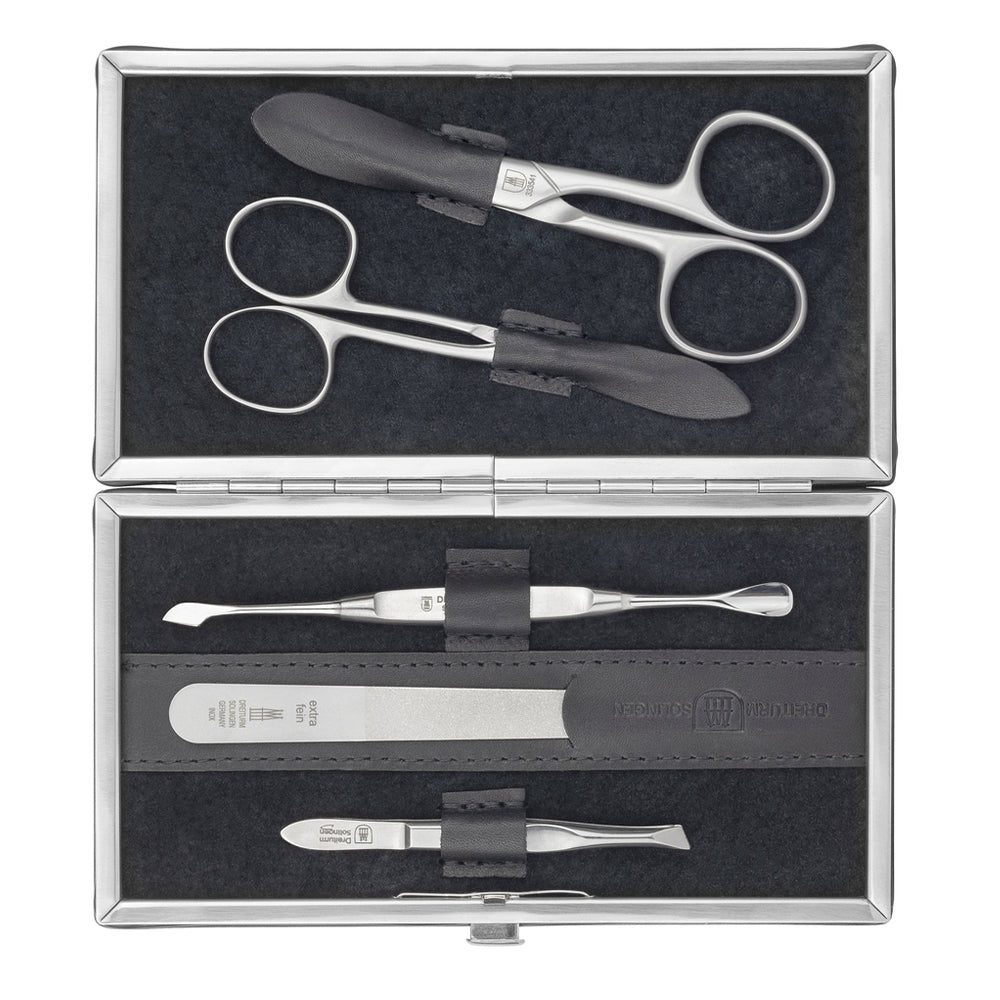 Maniküreetuis aus echtem Wildleder & Filz – Handgefertigte Qualität aus Solingen 5-teilig Variante 1 grau