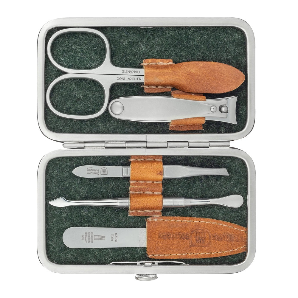 Maniküreetuis aus echtem Wildleder & Filz – Modell Loden - grün