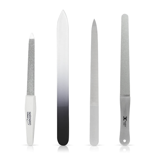 Nagelfeilen Set 4-teilig – Glasfeile, Saphirfeile, Diamantfeile & Edelstahlfeile