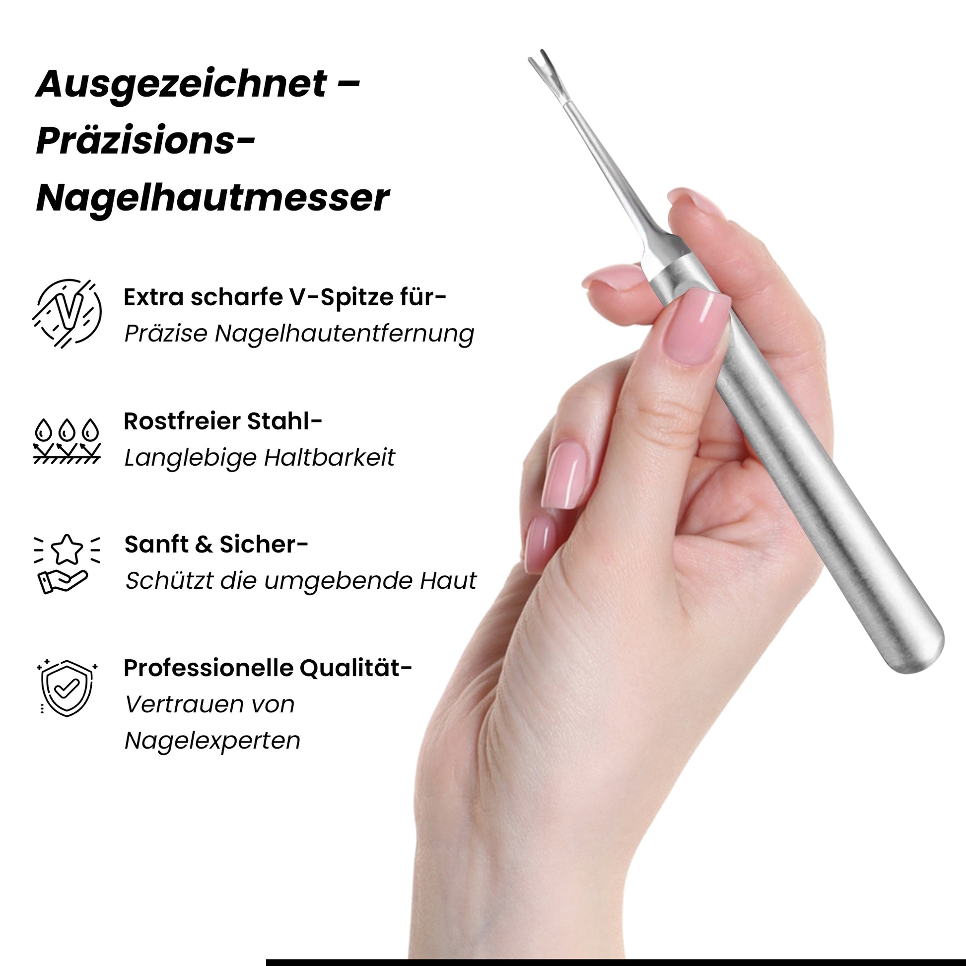 Nagelhautmesser V-förmig aus rostfreiem Edelstahl