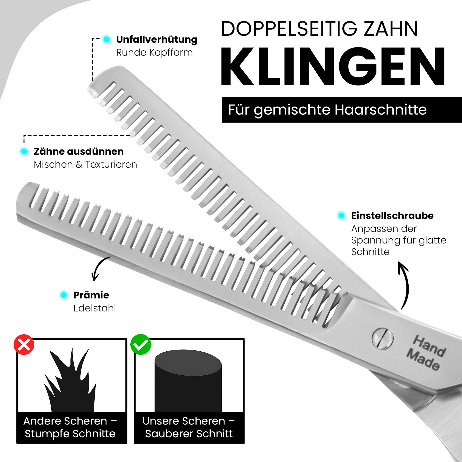 Profi Effilierschere – Premium Ausdünnschere - rostfrei