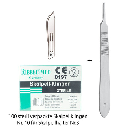 Skalpellgriff Griff Nr. 3 + Skalpellhalter Klingen Nr. 10 für Griff Nr. 3