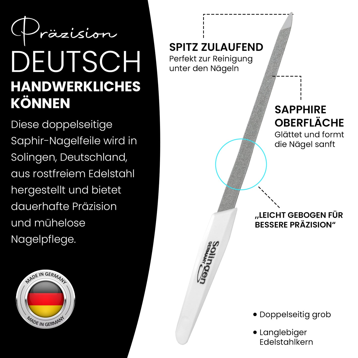 Solinger Saphir-Hohlnagelfeile - leicht innen gebogen