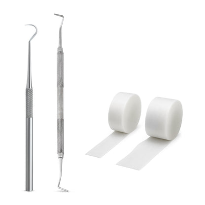 Tamponadensonde & Wattehaken für eingewachsene Fußnägel – Set mit 2 Tamponaden – Nagelpflege-Instrument aus Edelstahl
