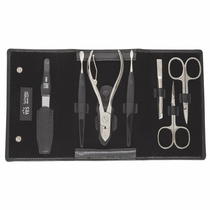 YES Solingen Manicure Druckknopf-Etui Schwarz 7-teilig