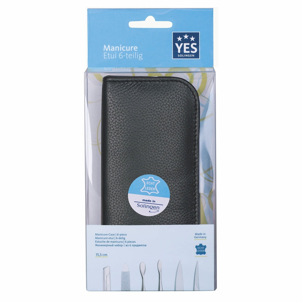 YES Solingen Manicure Reissverschluss-Etui Schwarz 6-teilig