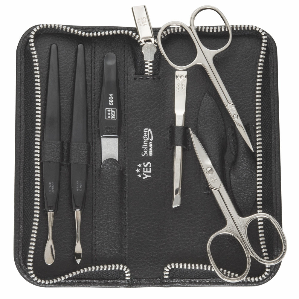 YES Solingen Manicure Reissverschluss-Etui Schwarz 6-teilig