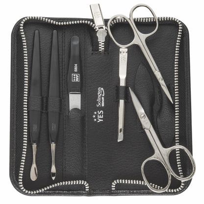 YES Solingen Manicure Reissverschluss-Etui Schwarz 6-teilig