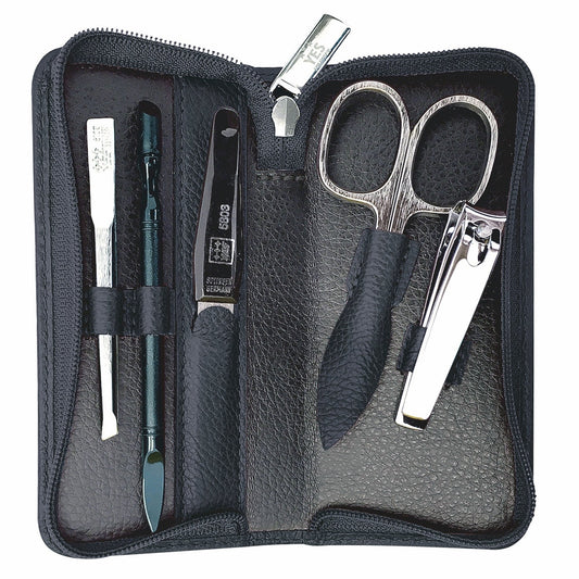 YES Solingen Manicure Reissverschluss-Etui Schwarz 5-teilig
