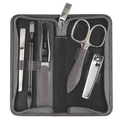 YES Solingen Manicure Reissverschluss-Etui Taupe 5-teilig