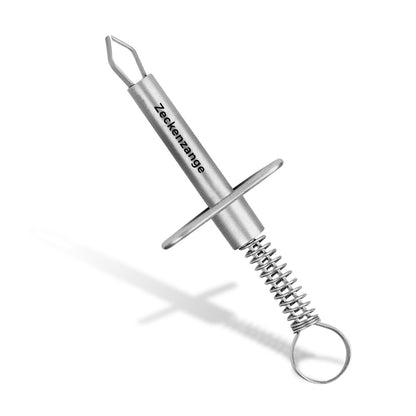 Zeckenzange mit Haltebuegel - rostfreier Edelstahl - ideal geeignet für Haustiere