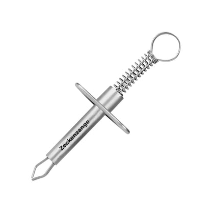 Zeckenzange mit Haltebuegel - rostfreier Edelstahl - ideal geeignet für Haustiere