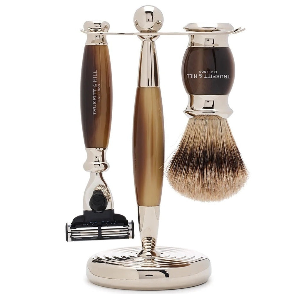 Truefitt & Hill Edwardian Shaving Set Mach3 Horn